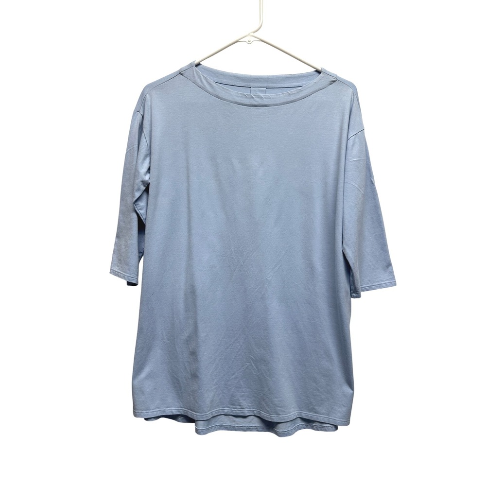 j.jill Luxe Supima Pleat Back Tunic Light Blue 3/4 Sleeve Modal Cotton XS